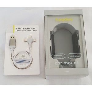 Charging Sync Cable 3 in 1 Light Up Braided Charger 3 ft & Car Cell Phone Mount